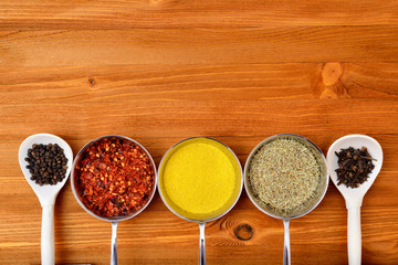 Copyspace food frame with spices and cooking accesories