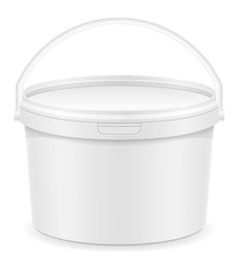 white plastic bucket for paint vector illustration © kontur-vid