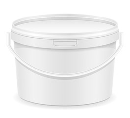 white plastic bucket for paint vector illustration
