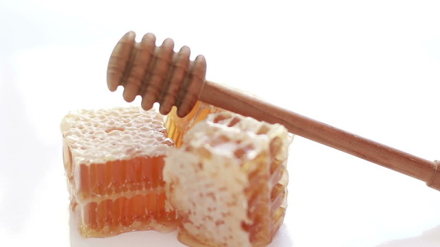 HD Footage of honeycombs on white background 
