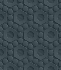 3D Dark Gray Seamless Perforated Wallpaper.