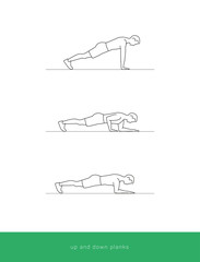Fitness Icon up and down planks workout. Vector design.