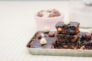 Homemade brownies with ingredients