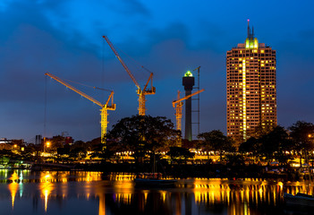 Fototapeta premium Beautiful Colombo skyline at night, Sri Lanka