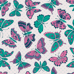 Seamless pattern with decorative butterflies.