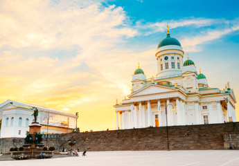 Helsinki Cathedral, Helsinki, Finland. Summer Sunset Evening