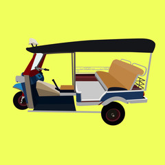 thailand three wheel taxi (tuk tuk), vector