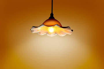 Lamp with orange base. Floor lamp .