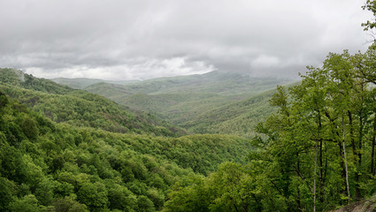 Spring landscape with Caucasus green mountains
