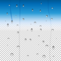 Raindrops and a water vapor effect on a glass window