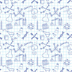 Seamless sketch of science doddle elements.