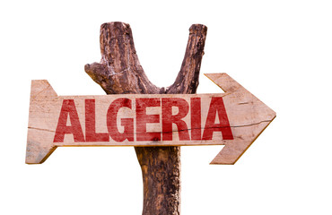 Algeria wooden sign isolated on white background