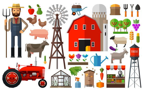 farm, farming icon set. agriculture vector illustration