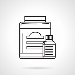 Supplements containers line vector icon