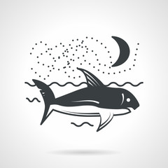 Swimming shark black vector icon