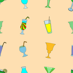 Seamless pattern of cocktails