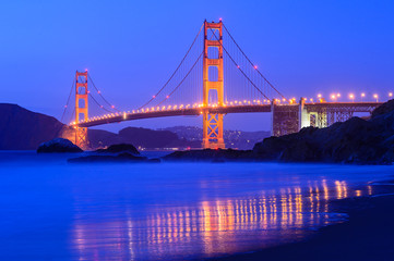 Golden gate at night in San Francisco