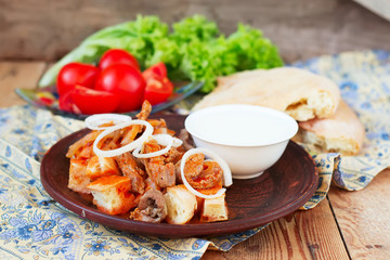 Iskender kebab - traditional turkish food