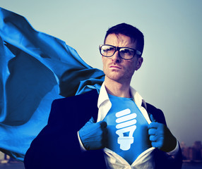 Strong Superhero Businessman Energy Concept