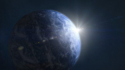 Terre avec du soleil dans l& 39 espace