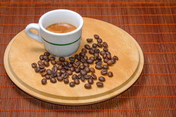 Coffee with seeds in cup