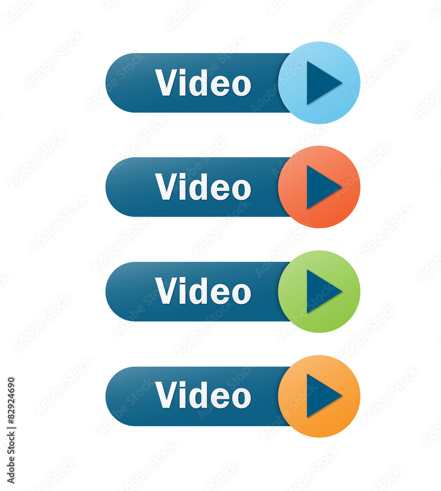 Poster video web buttons with play symbol