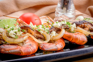 Baked shrimp in a bowl