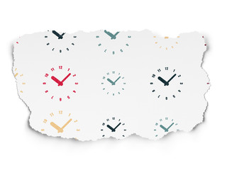 Time concept: Clock icons on Torn Paper background
