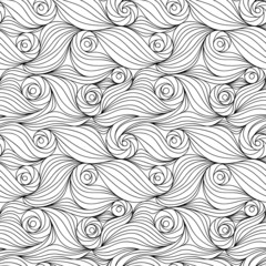 Vector seamless wave background of doodle drawn lines