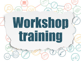 Education concept: Workshop Training on Torn Paper background