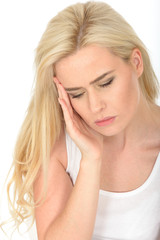 Obraz premium Sad Unhappy Young Woman Looking Stressed and Worried 