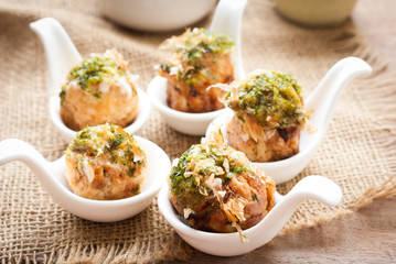 Fried Takoyaki balls dumpling - japanese food