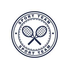 Vintage style tennis label with two rackets. Vector logo design