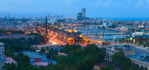 Fototapeta premium Panoramic view of Barcelona city from Montjuic mountain.