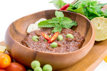 Thai cuisine nam prik or chili paste mixes