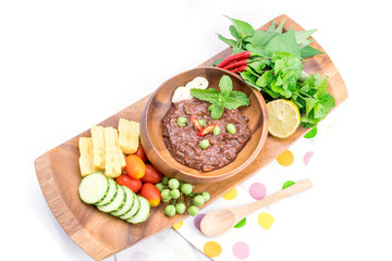 Thai cuisine nam prik or chili paste mixes