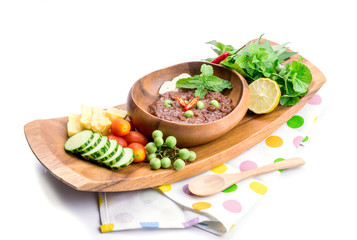 Thai cuisine nam prik or chili paste mixes