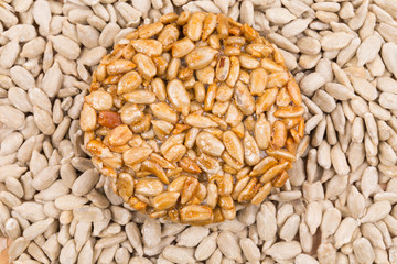 Bunch of pelled sunflower seeds. 