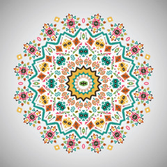 Ornamental round bright fashion pattern in aztec style