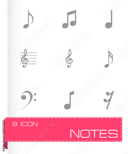"Vector black notes icons set" Stock image and royalty-free vector