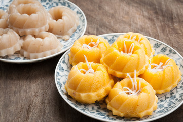 streamed palm cake , banana, Thai traditional dessert, Thailand