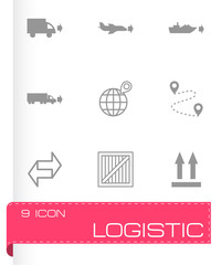 Vector black logistic icons set