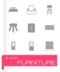 Vector black furniture icons set