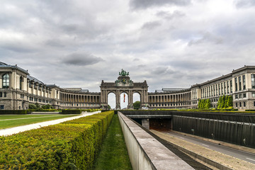 Triumphal arch (Arc de Triomphe) in Cinquantenaire park Brussels