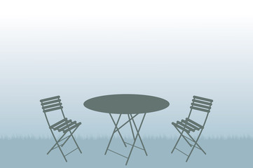 Garden table and chairs illustration - 82932609