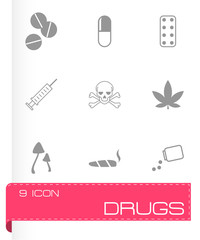 Vector black drugs icon set
