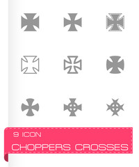 Vector black choppers crosses icon set