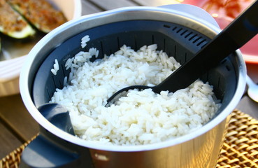 cuisson vapeur de riz blanc,à table!!