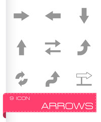 Vector black arrows icons set