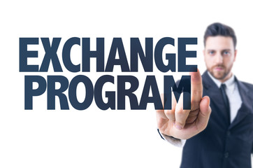 Business man pointing the text: Exchange Program